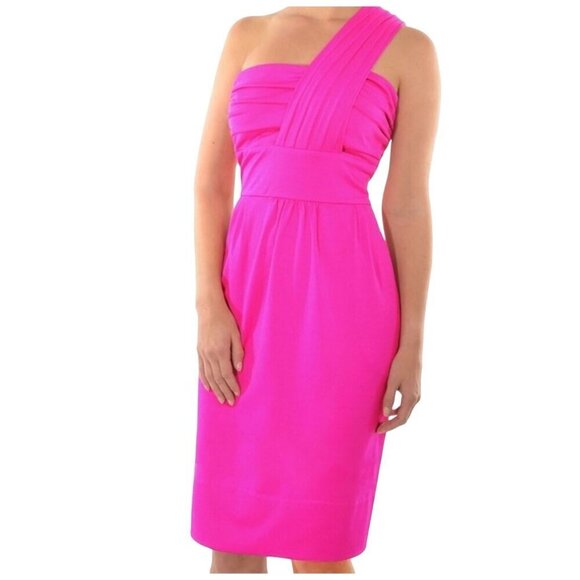 Gretchen Scott Dress 3X Pink One Shoulder Midi Feminine Wedding Vegas Bodycon - Picture 1 of 16